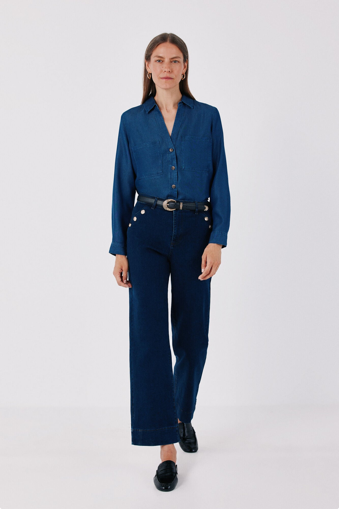 Cortefiel Camisa de ganga Tencel