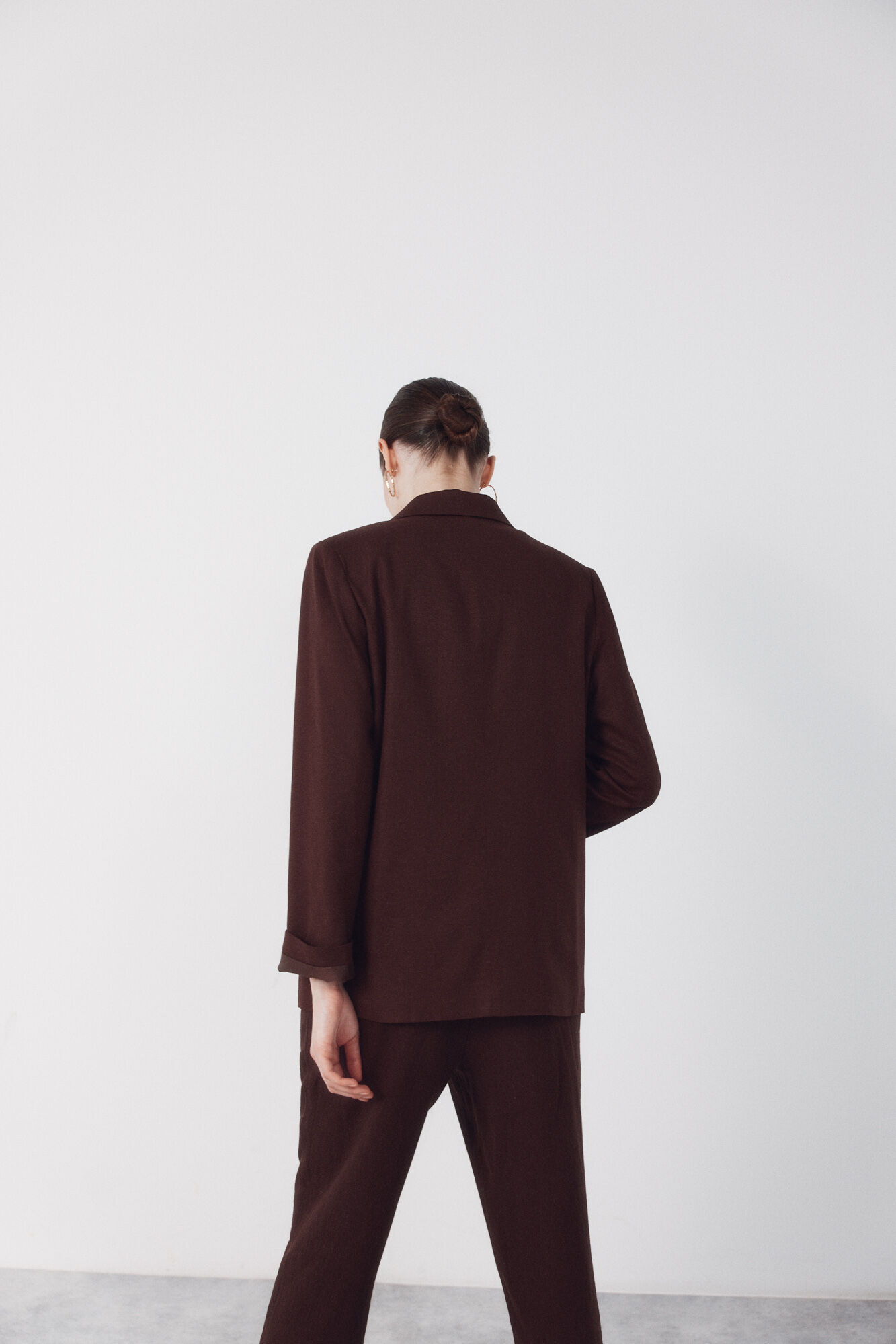 Cortefiel Blazer fabric with linen Dark brown