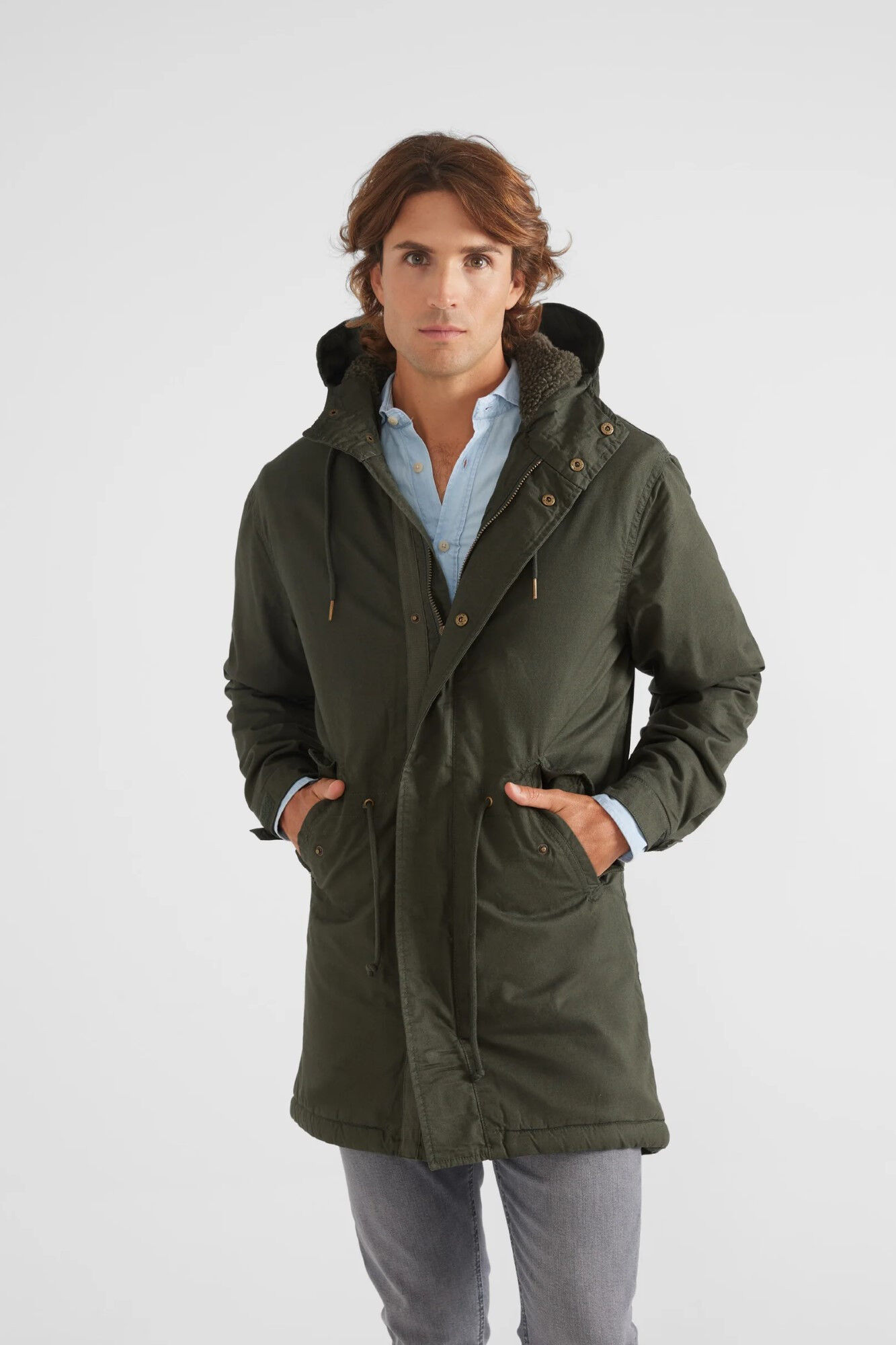 Silbon Green faux shearling classic parka Green