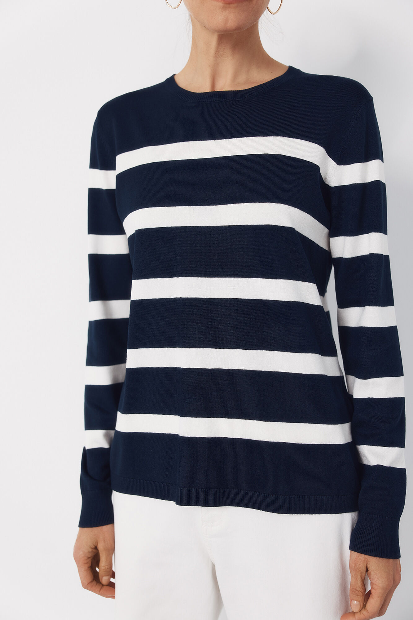 Cortefiel Striped jersey-knit jumper Printed blue