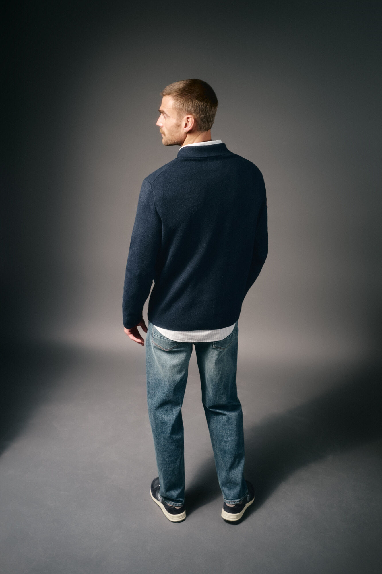 OOTO Jersey cuello polo cremallera y bolsillo Azul marino