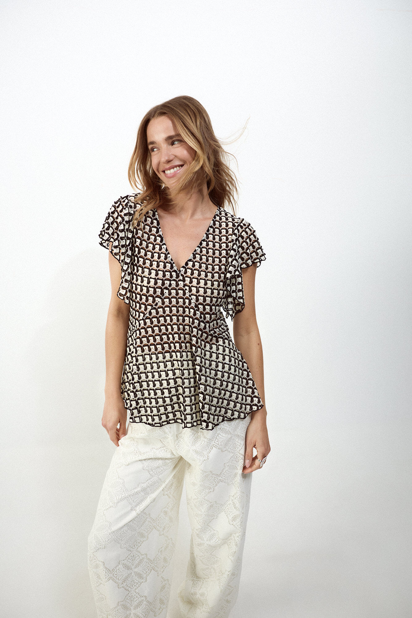 Slowlove Top estrutura multicolor Preto