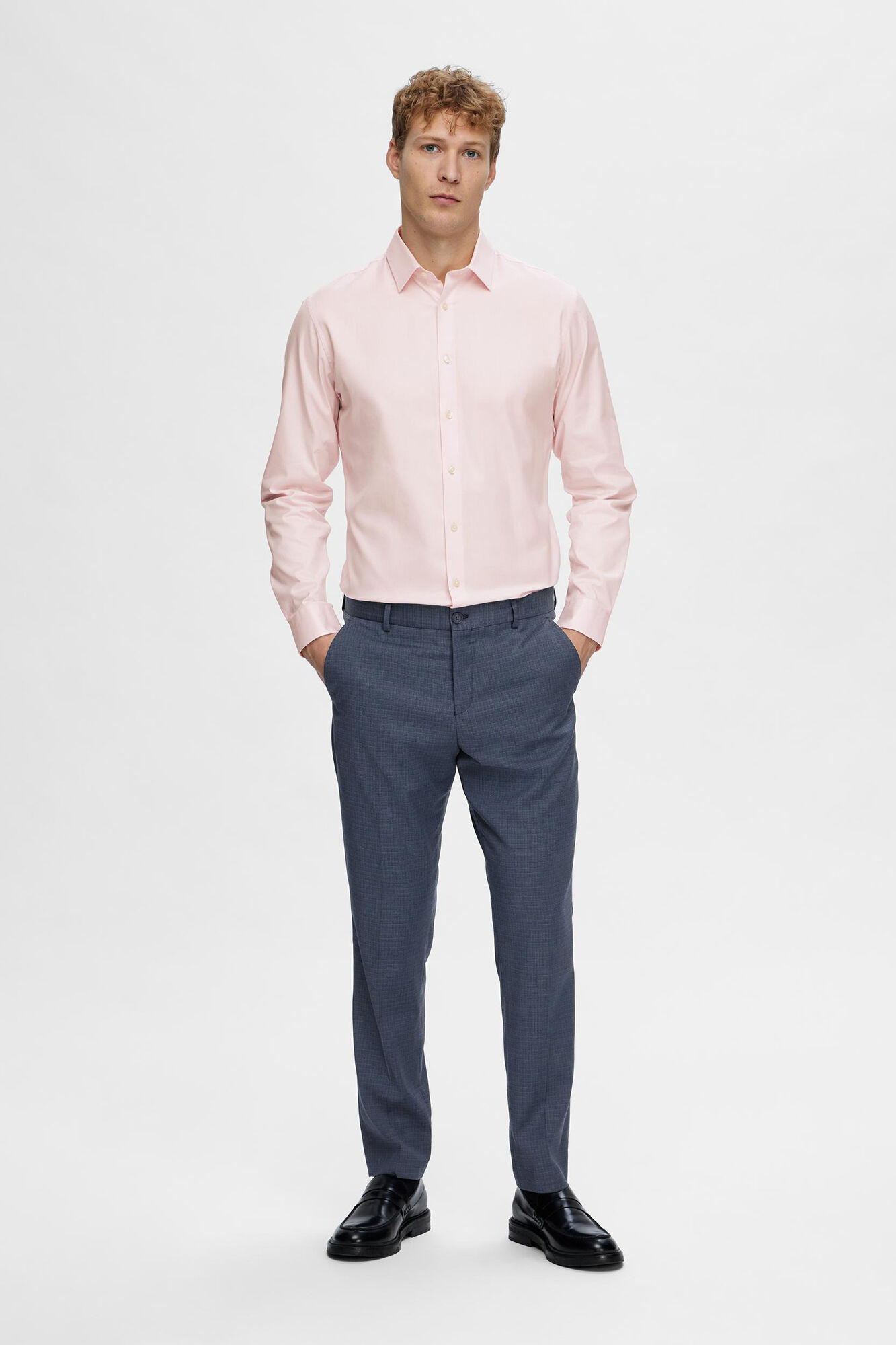 Selected Camisa de manga comprida elegante 100% algod&atilde;o Roxo