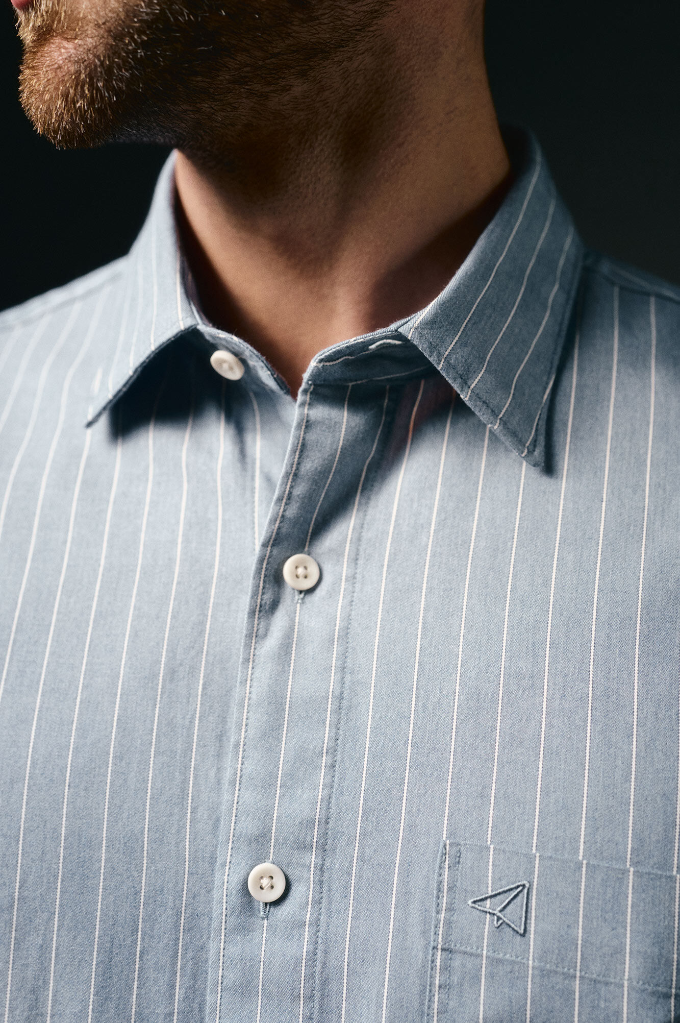 OOTO Camisa riscas twill Azul