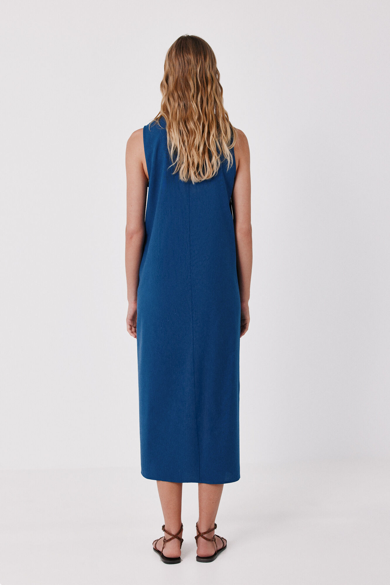 Cortefiel Embroidered dress Blue