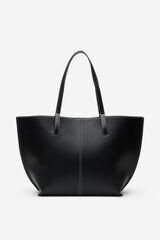 Cortefiel Basic shopper bag with stitching Black