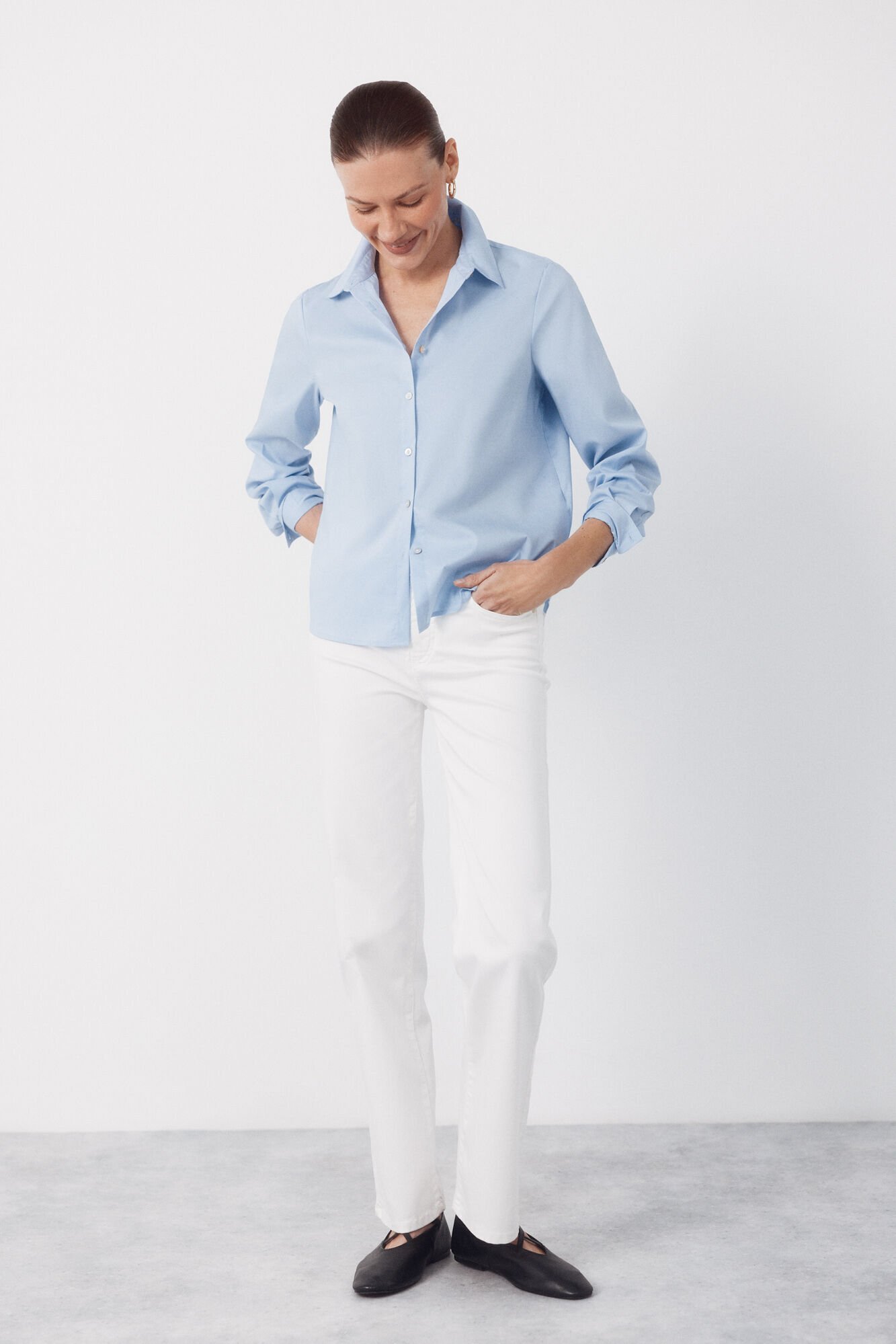 Cortefiel Poplin shirt Blue