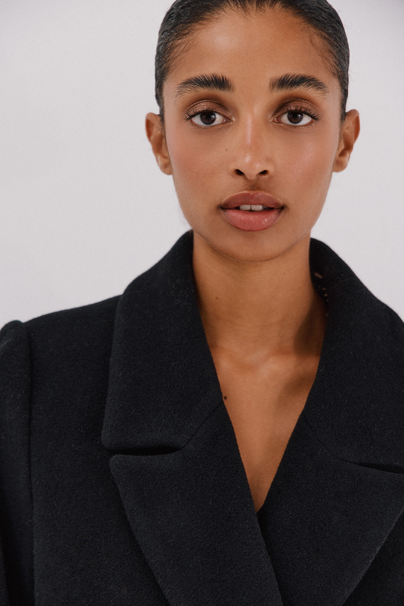 Cortefiel Long coat Italian fabric Black