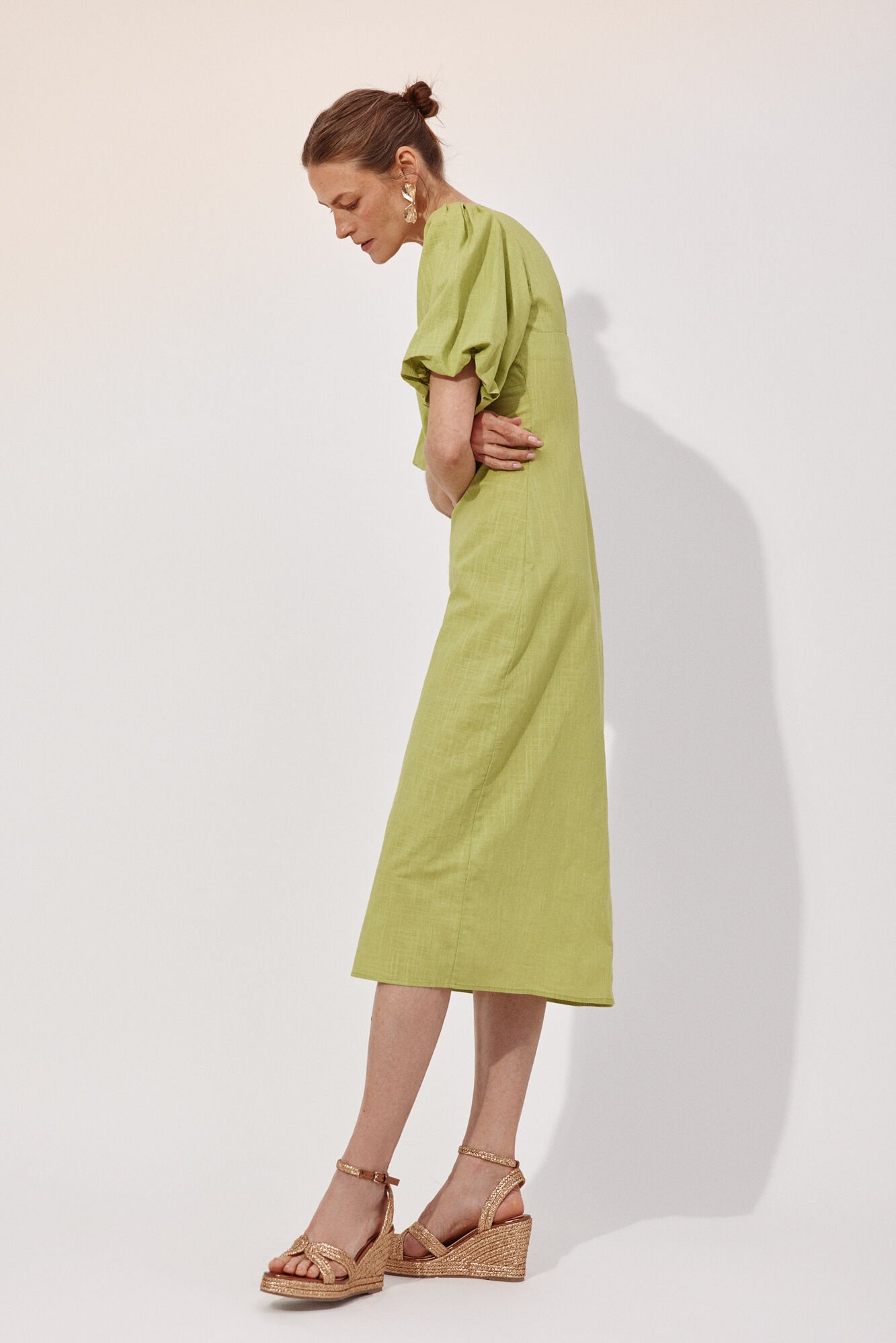 Cortefiel Floral print dress Green