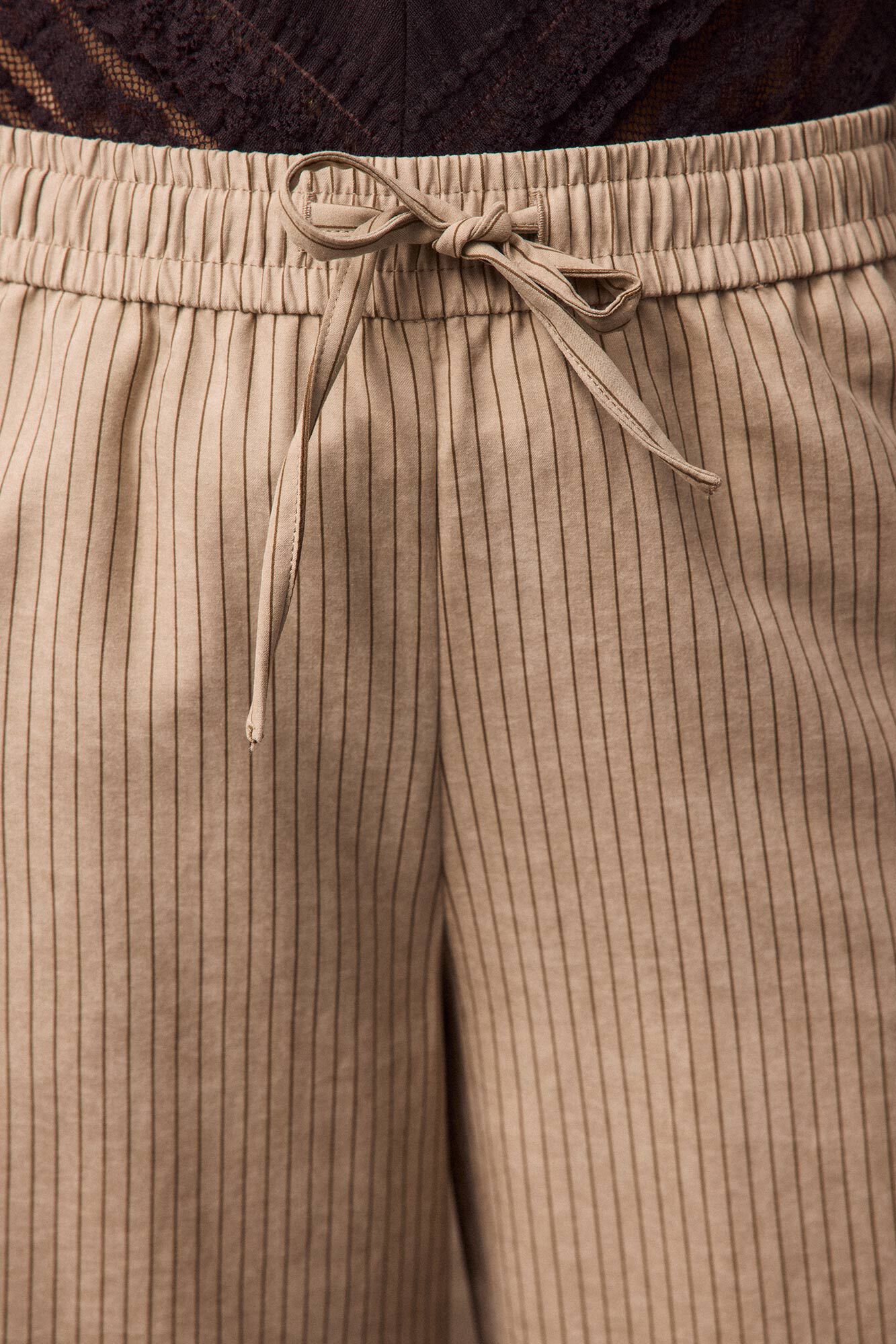 Slowlove Cal&ccedil;a larga de riscas Tostado