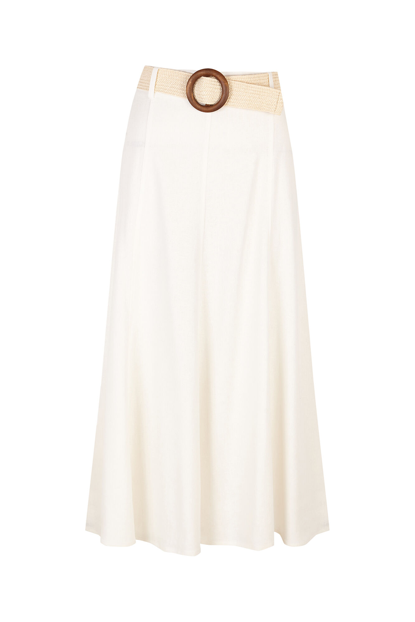 Cortefiel Flared skirt with belt White