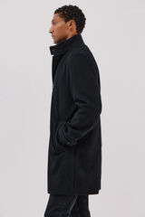 Cortefiel Coat with removable lining stand-up collar Black