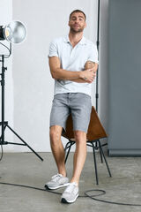 Cortefiel OOTO denim Bermuda shorts with logo Grey