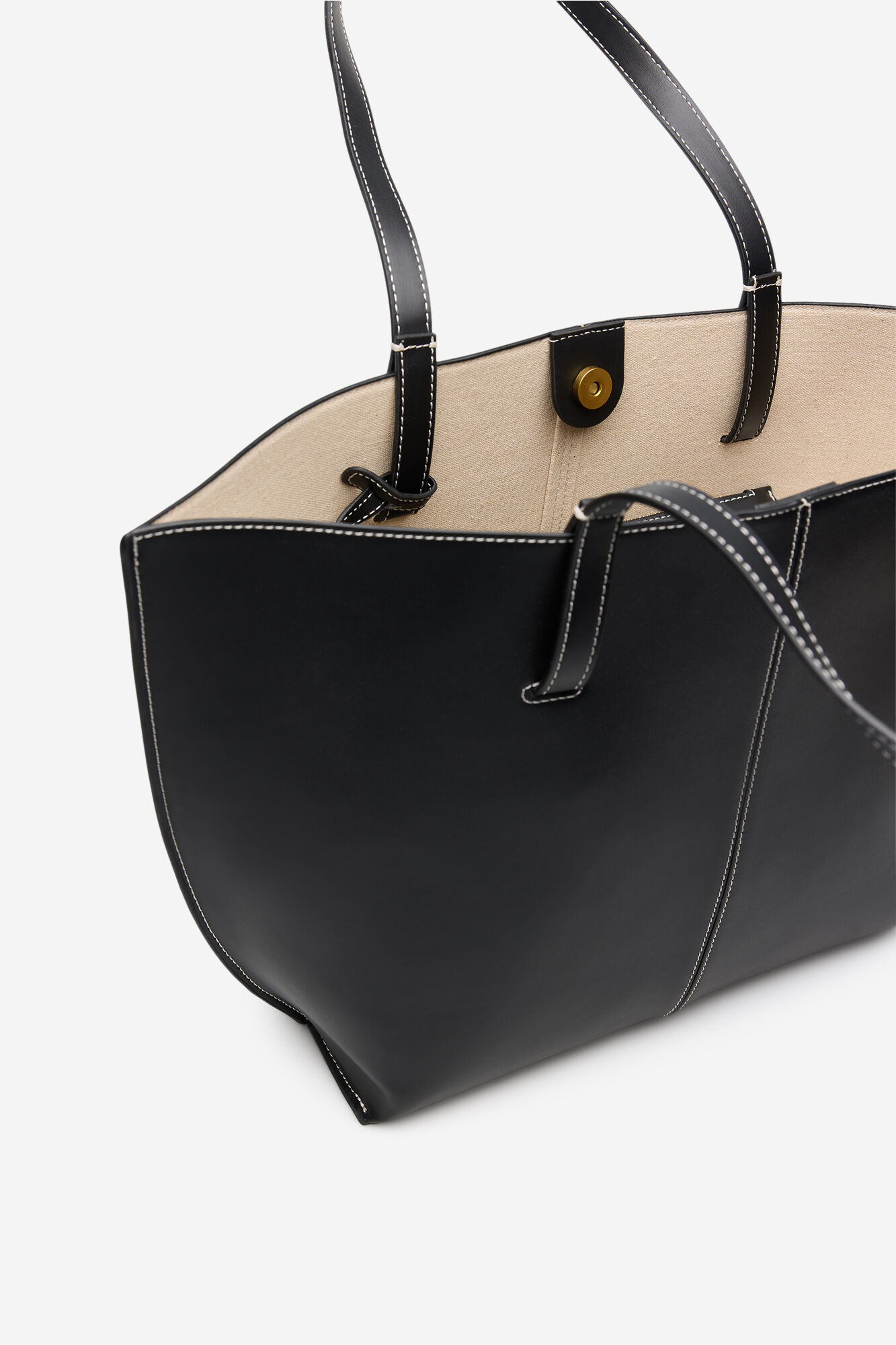 Cortefiel Basic shopper bag with stitching Black