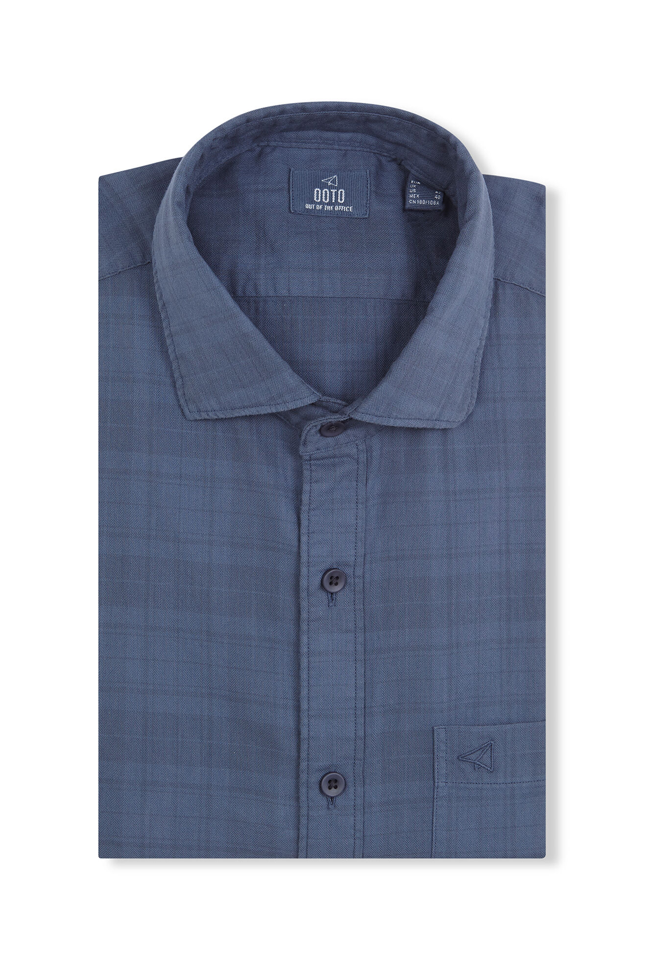 OOTO Overdyed checkered shirt Navy