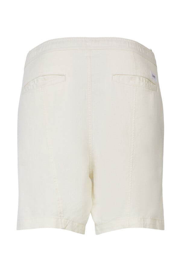 Cortefiel Pantalón corto de hombre monocolor con mezcla de lino y algodón Blanco