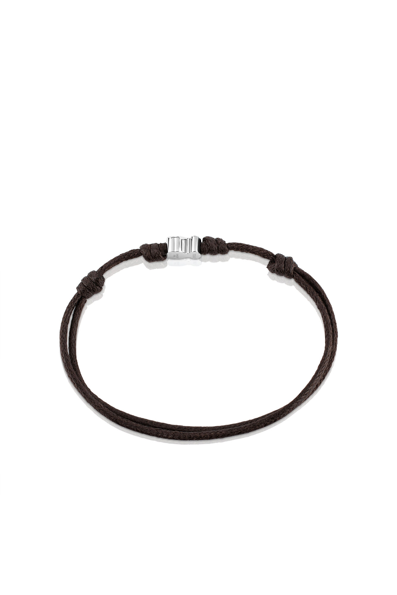 Tous Pulsera de acero y cord&oacute;n marr&oacute;n Marr&oacute;n oscuro