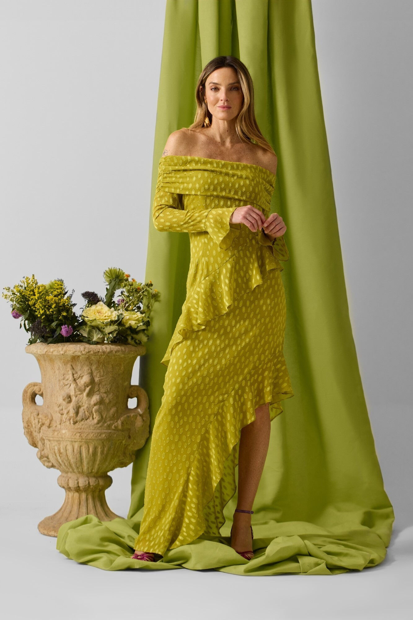 Silbon Vestido de festa com jacquard de bolinhas