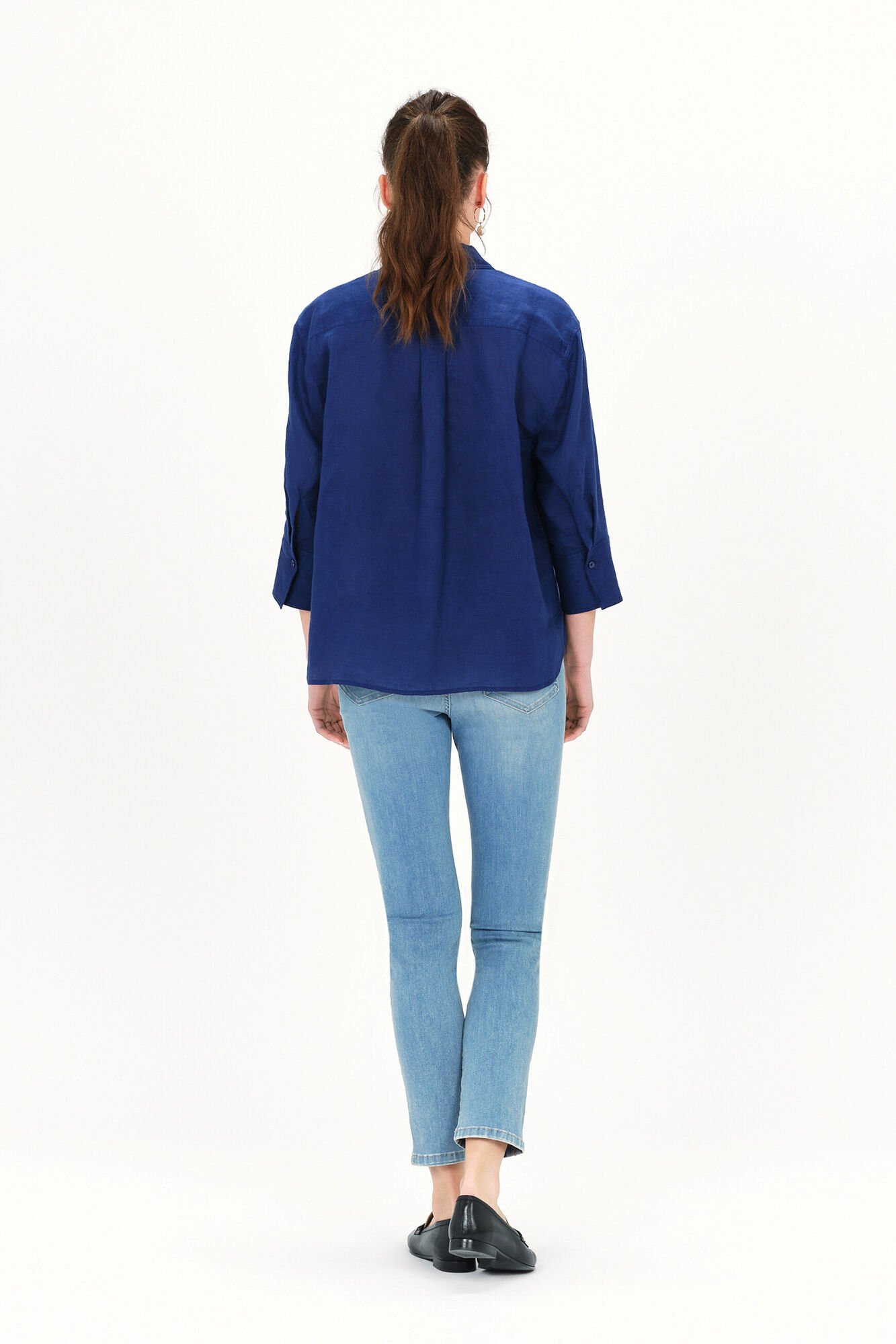 Caroll Camisa Coraline 100% lino Azul oscuro