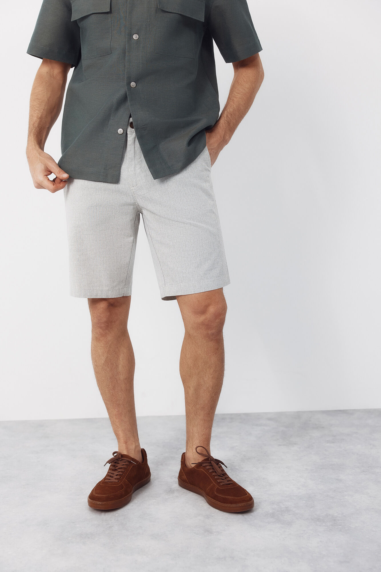 Cortefiel Bermuda oxford fabric Grey