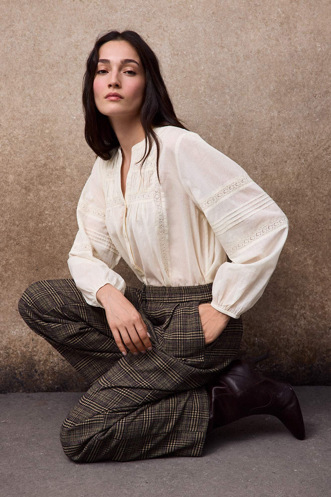 Slowlove Pantal&oacute;n de cuadros