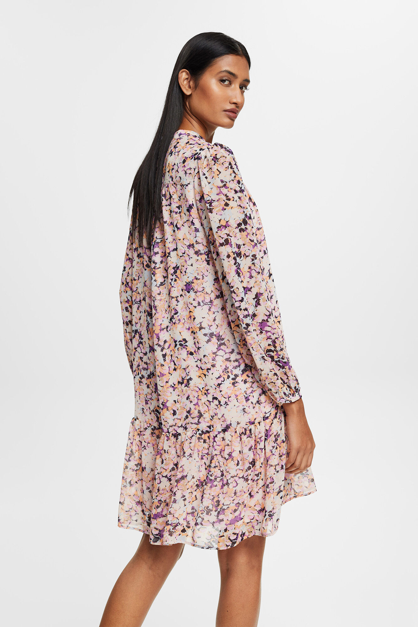 Esprit Floral print midi dress with ruffles Multicolour