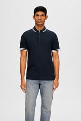 Cortefiel Short-sleeved polo shirt with zip fastening made with recycled cotton Grey