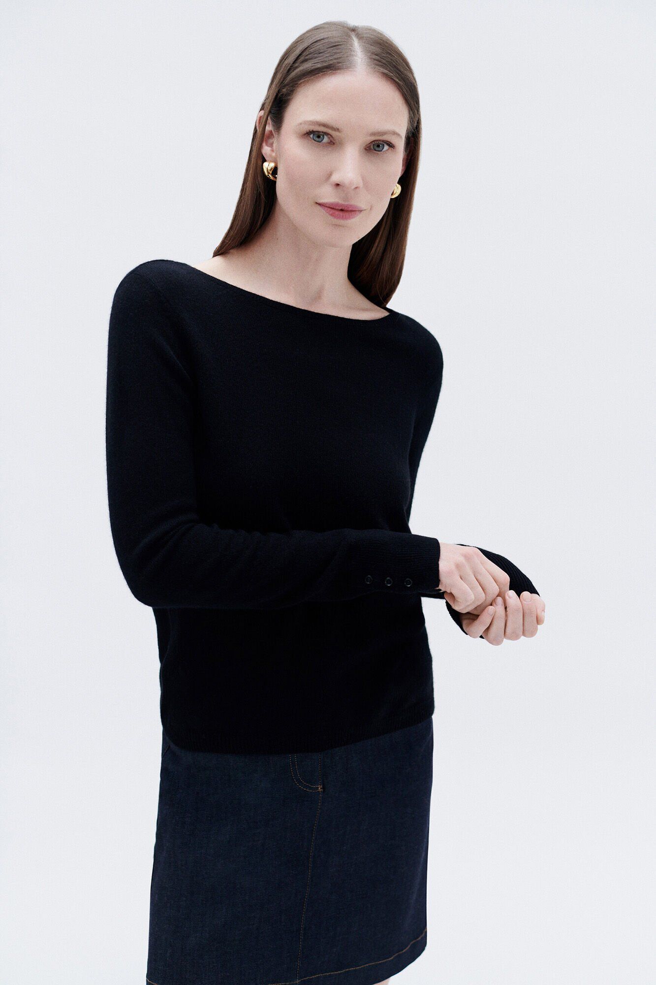 Caroll Jersey cuello redondo 100% cachemir Negro