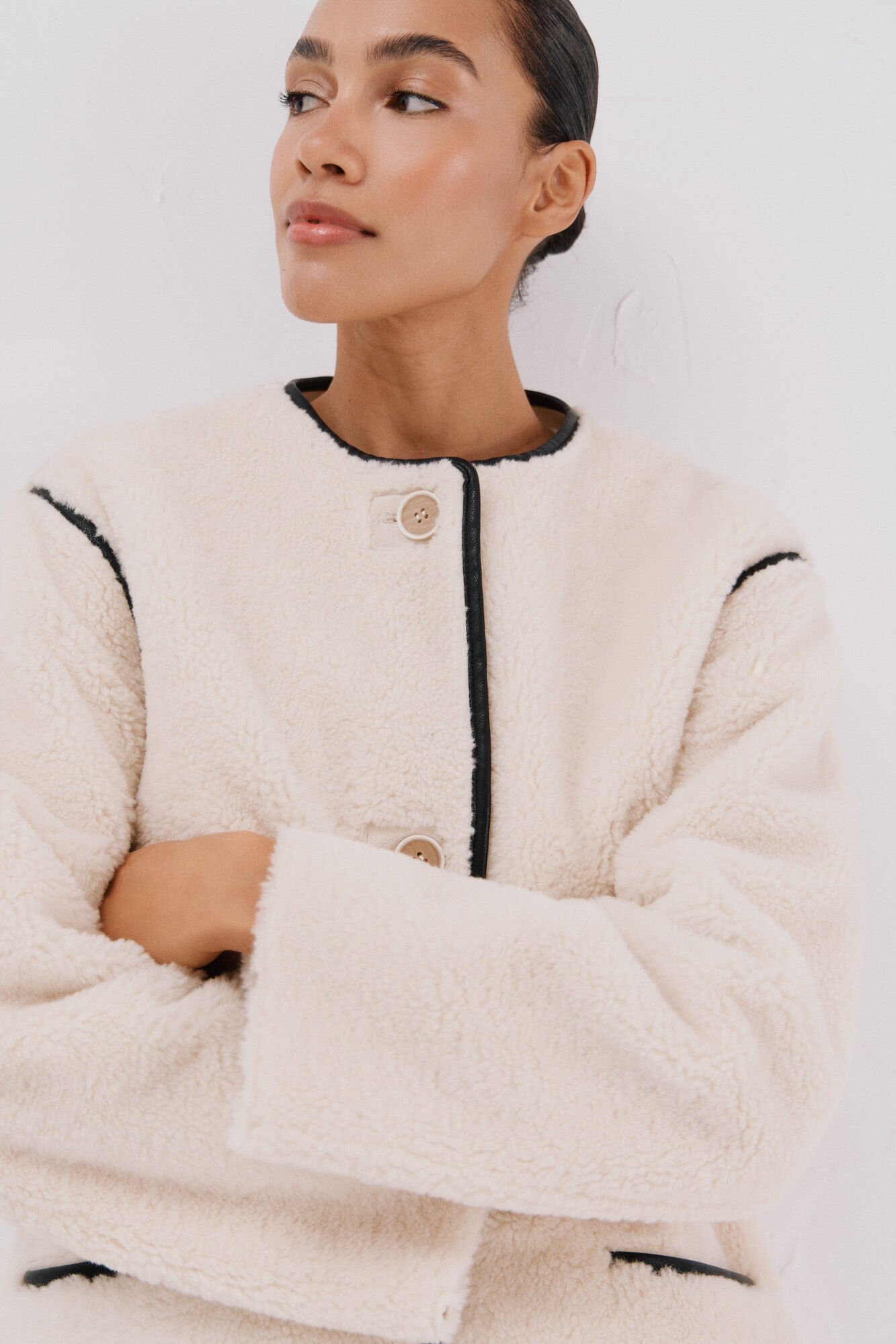 Cortefiel Bright double-sided effect jacket Ivory