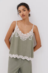 Cortefiel Top lingerie bordado Verde