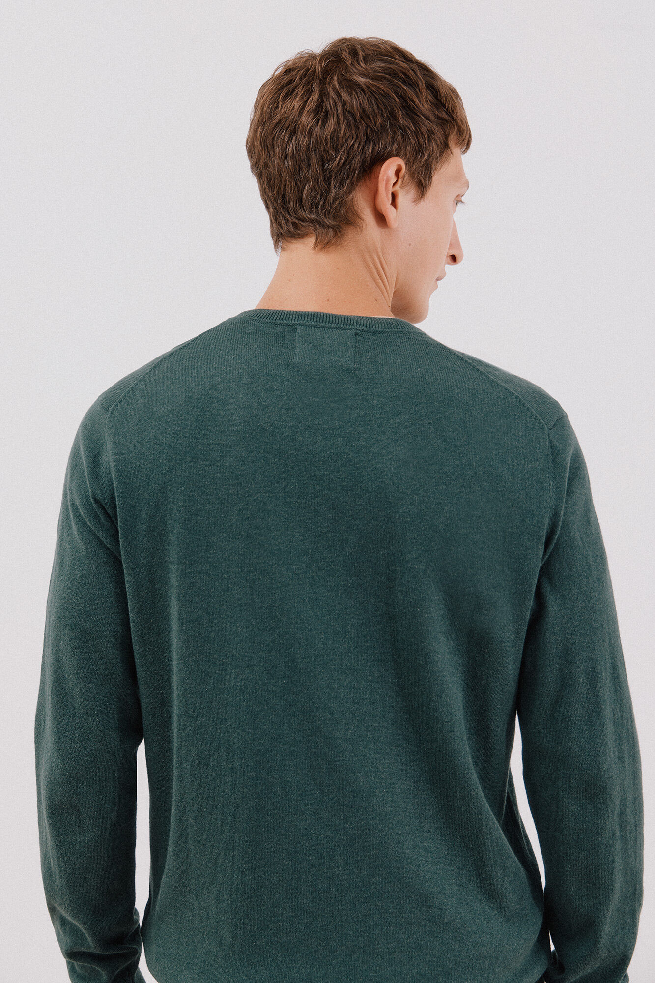 Cortefiel Cotton/cashmere V-neck jumper Dark green