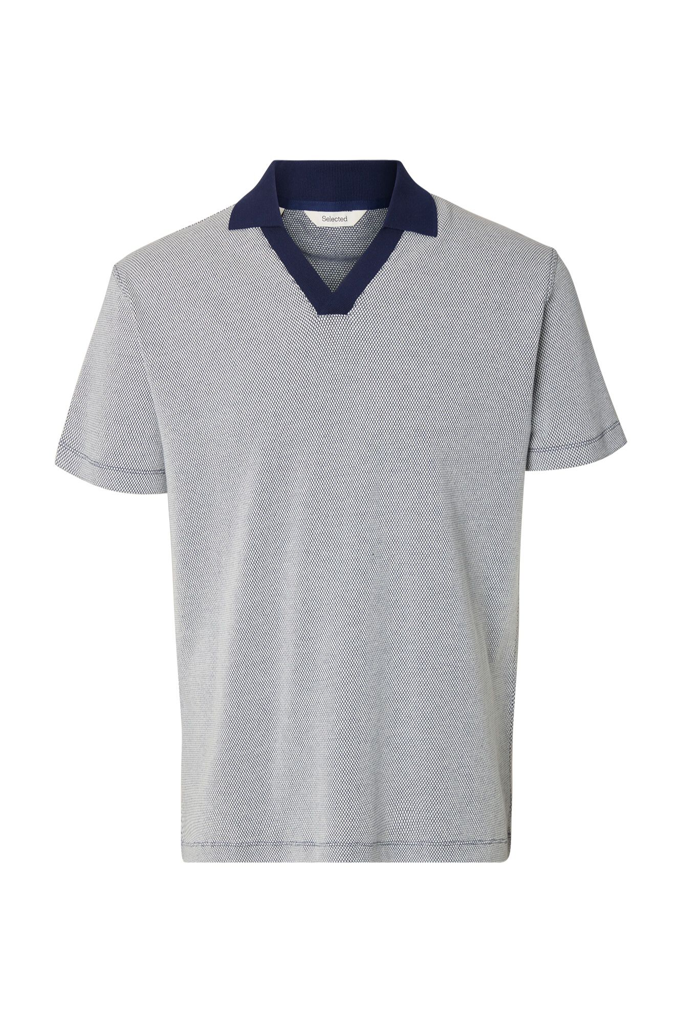 Selected Short sleeve polo shirt with open neck Navy