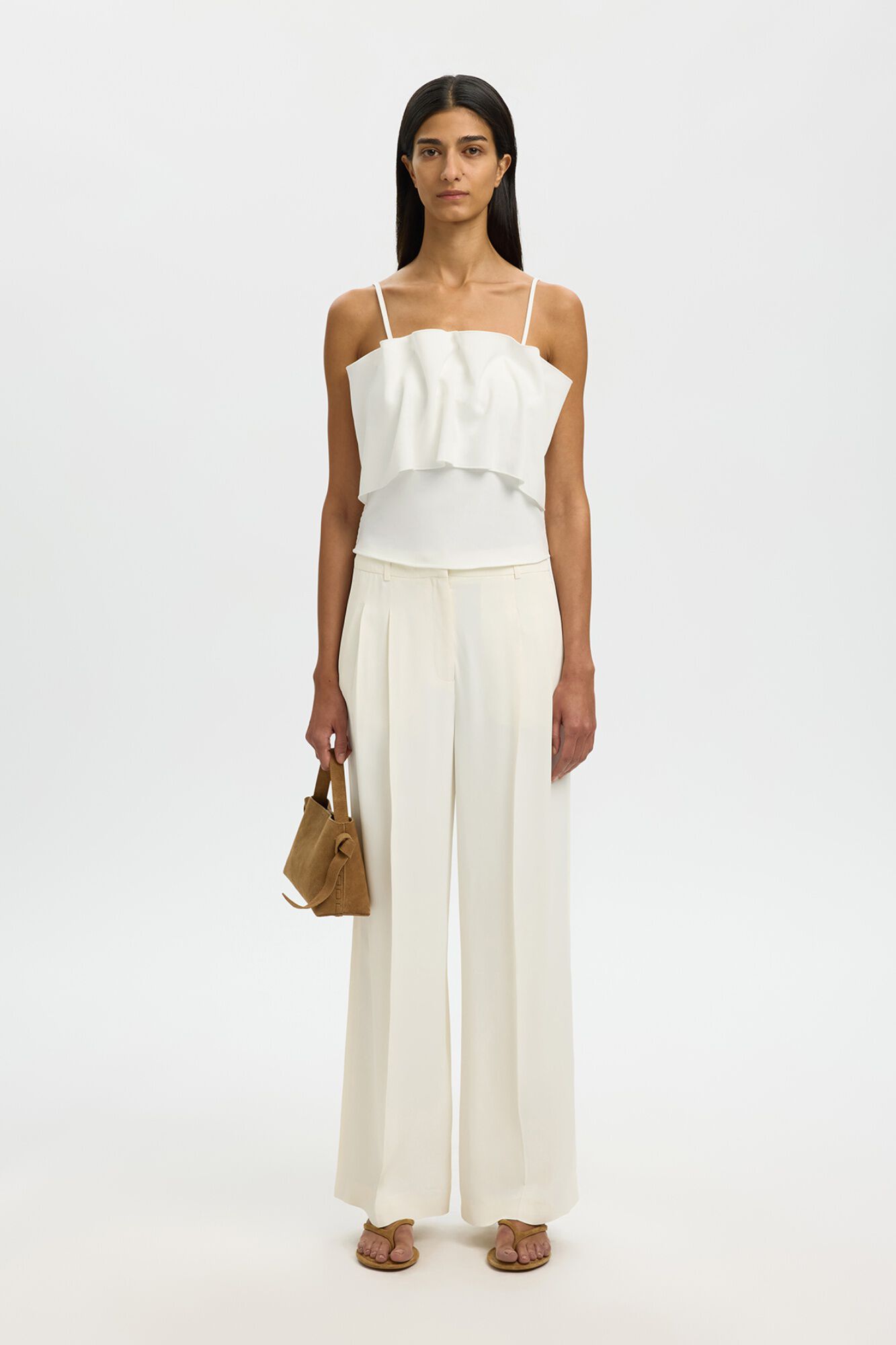 Selected Top bandeau com folho