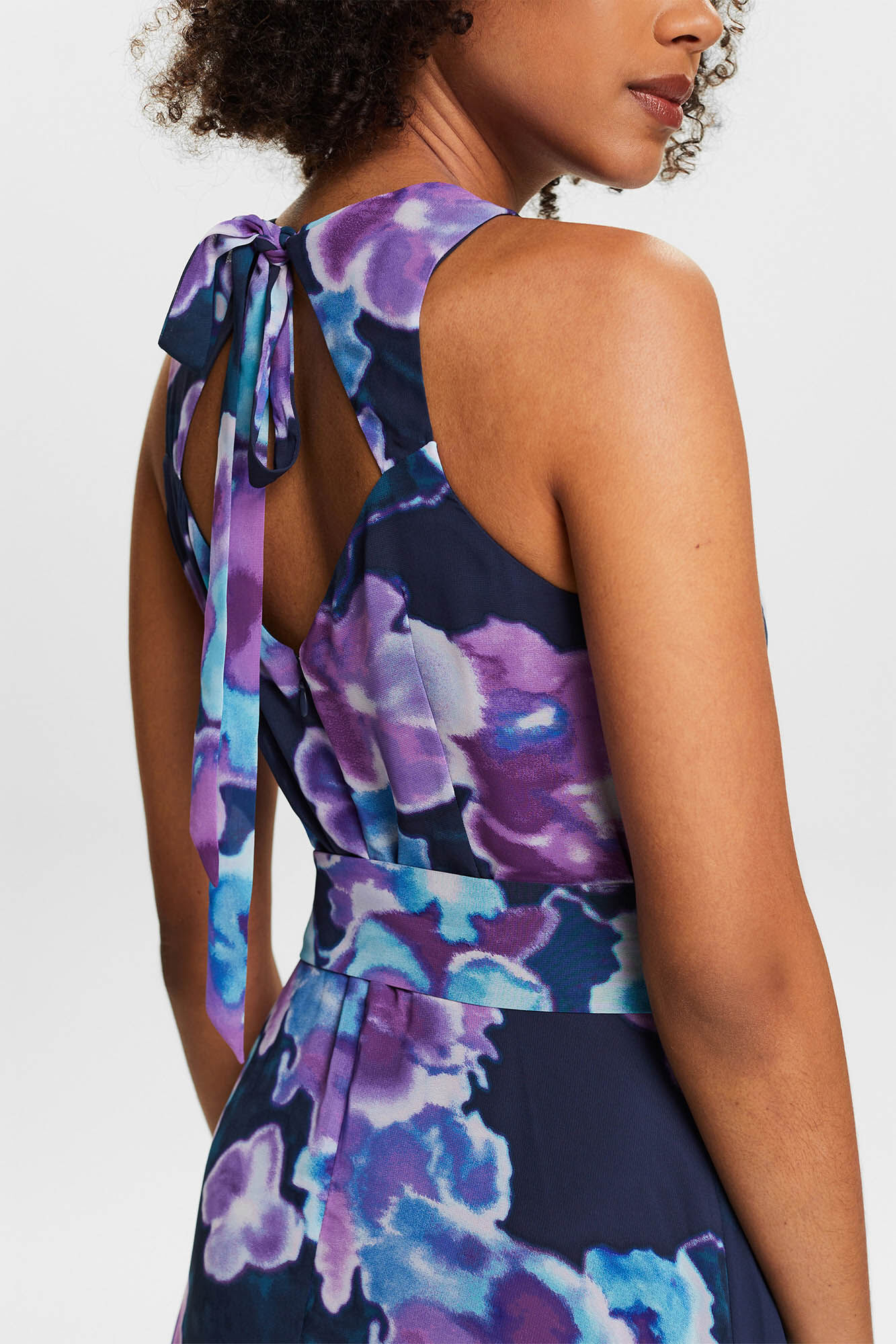 Esprit Long floral print dress Printed blue