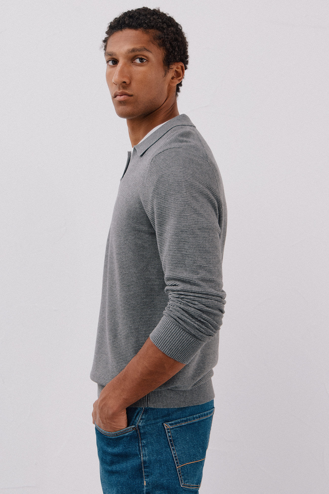 Cortefiel Fine knit jumper Grey