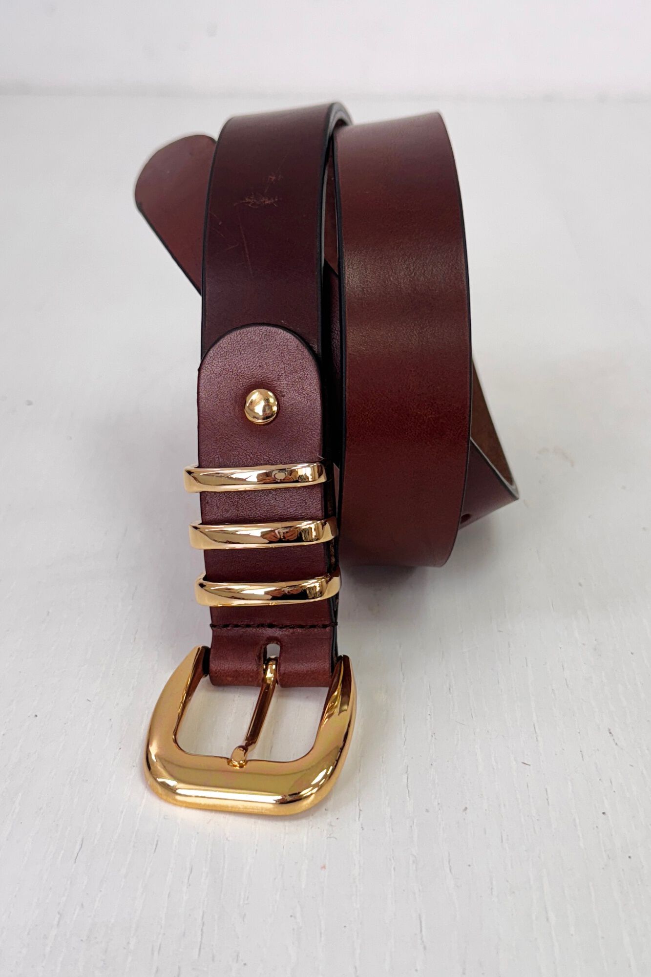 The Code Braided leather belt Dark brown