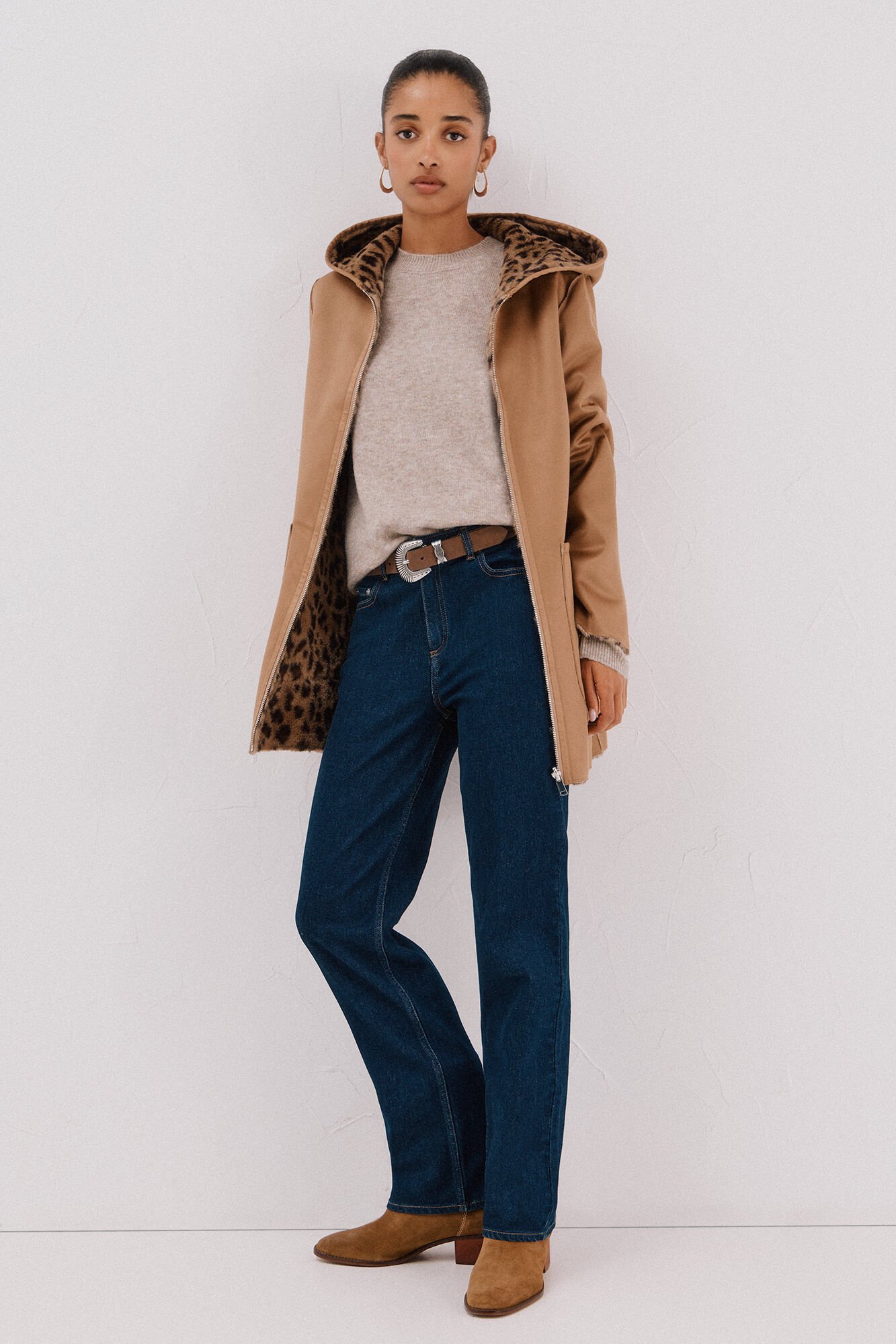 Cortefiel reversible double-sided effect coat Beige