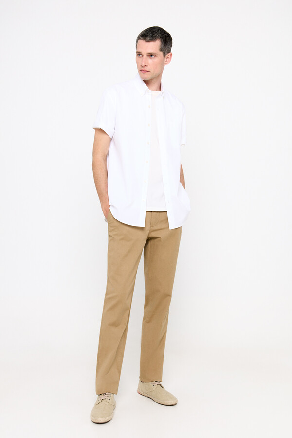 Cortefiel Plain short-sleeved Coolmax shirt White