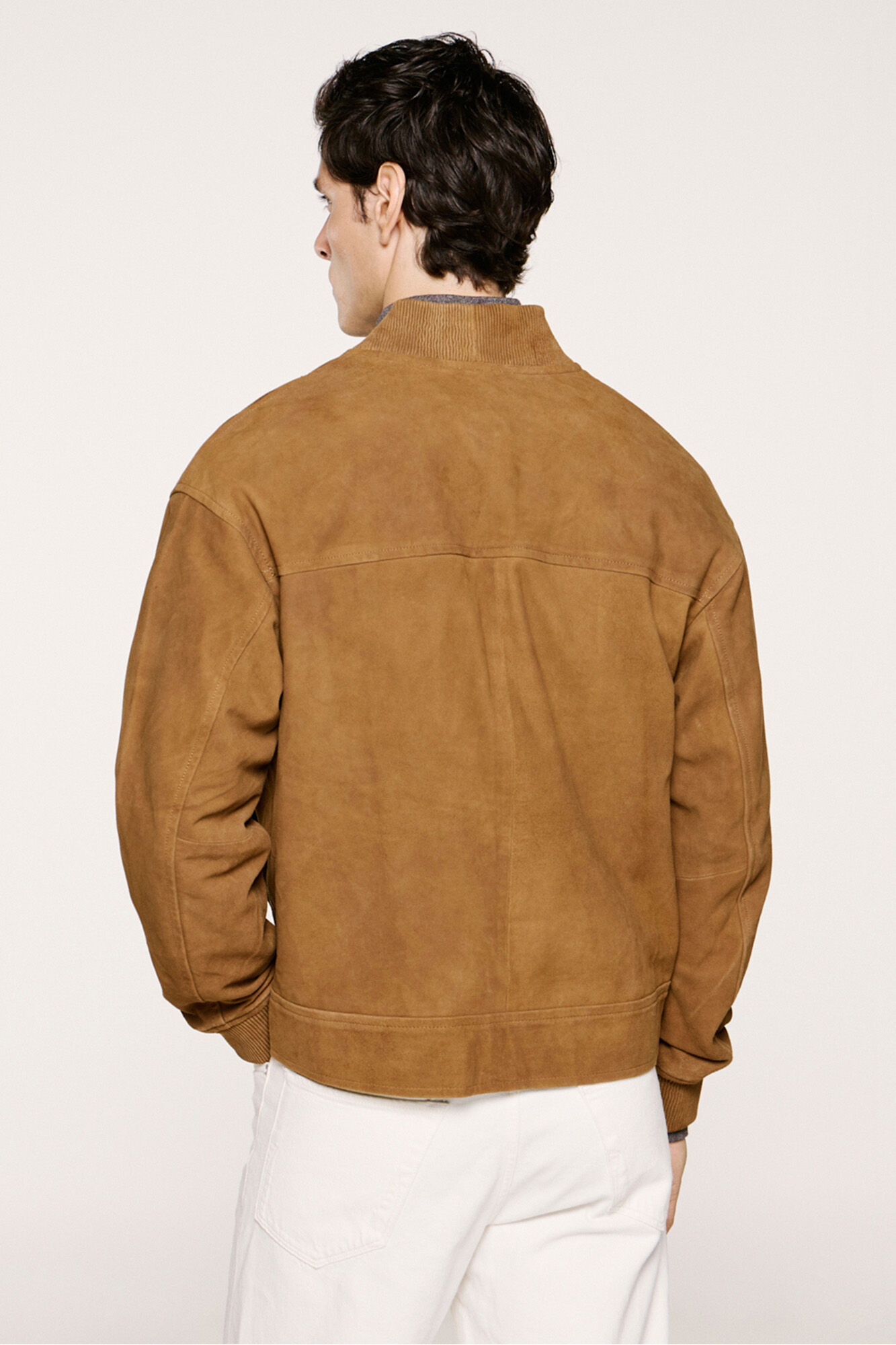 Selected Blus&atilde;o bomber 100% camur&ccedil;a de cabra Castanho