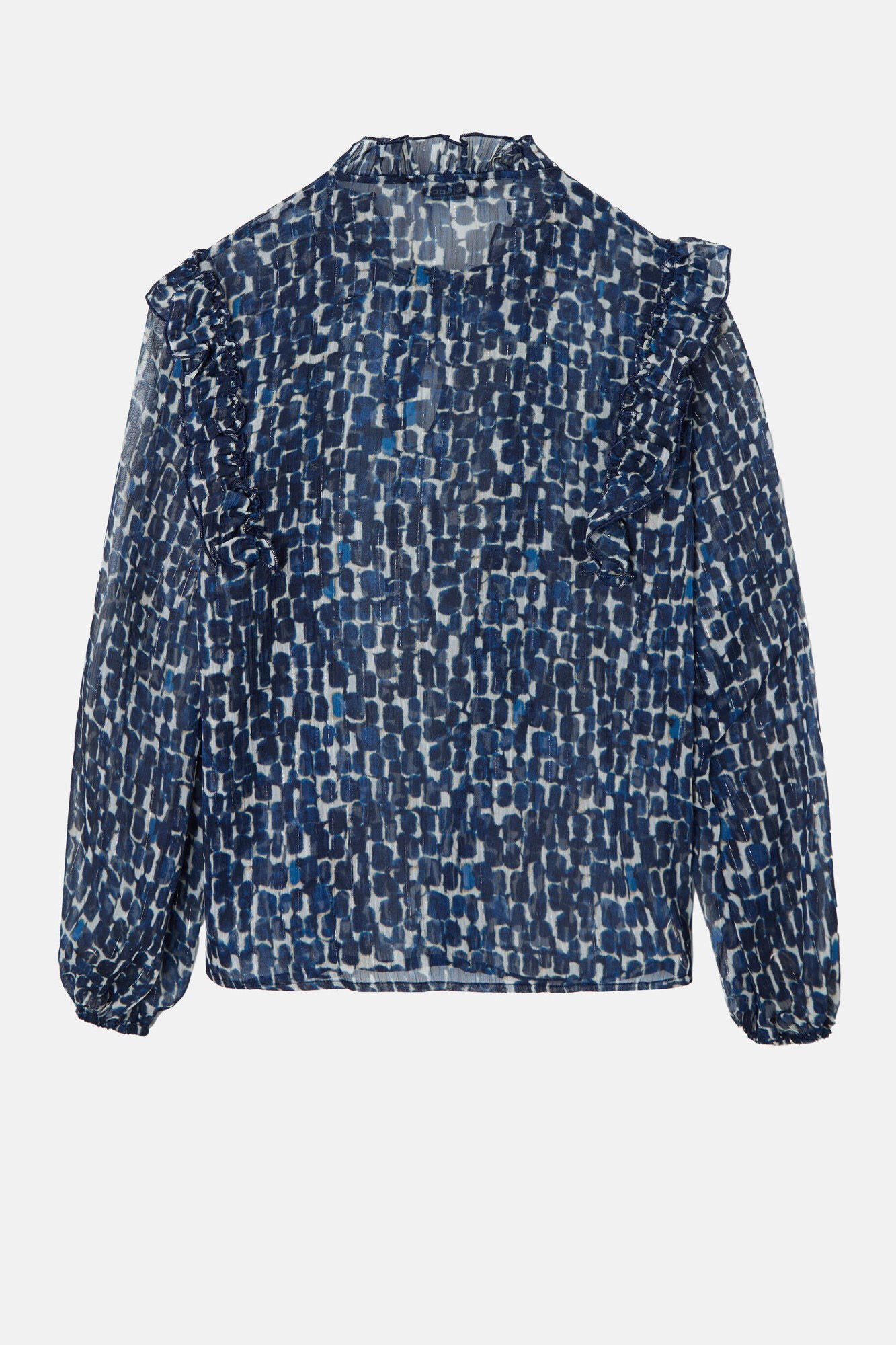 Silbon Blusa estampado com babados Azul