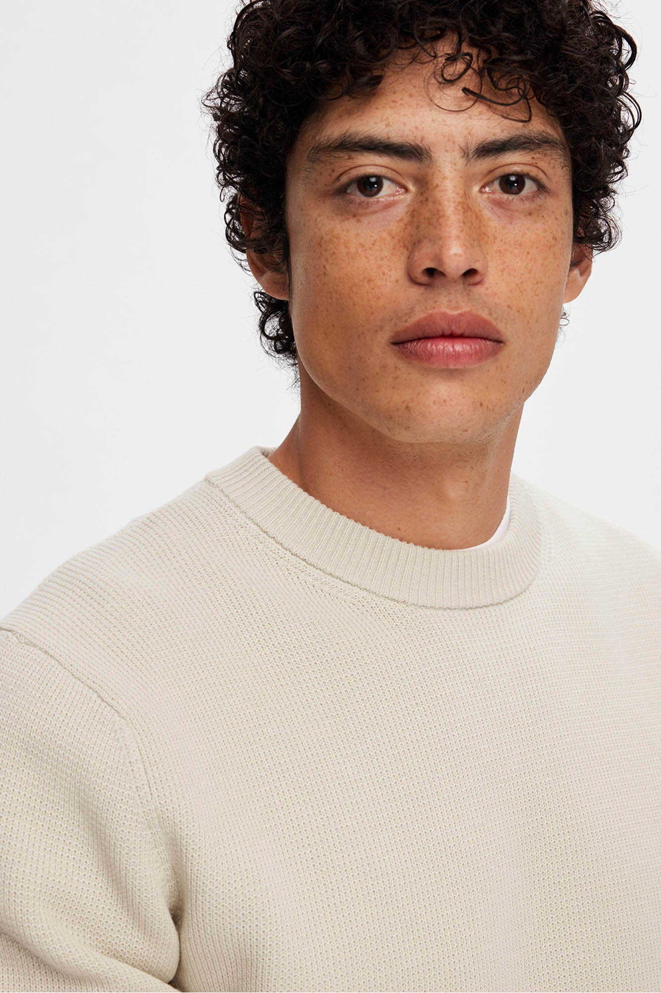 Selected Jersey estructura 100% algod&oacute;n org&aacute;nico. Beige