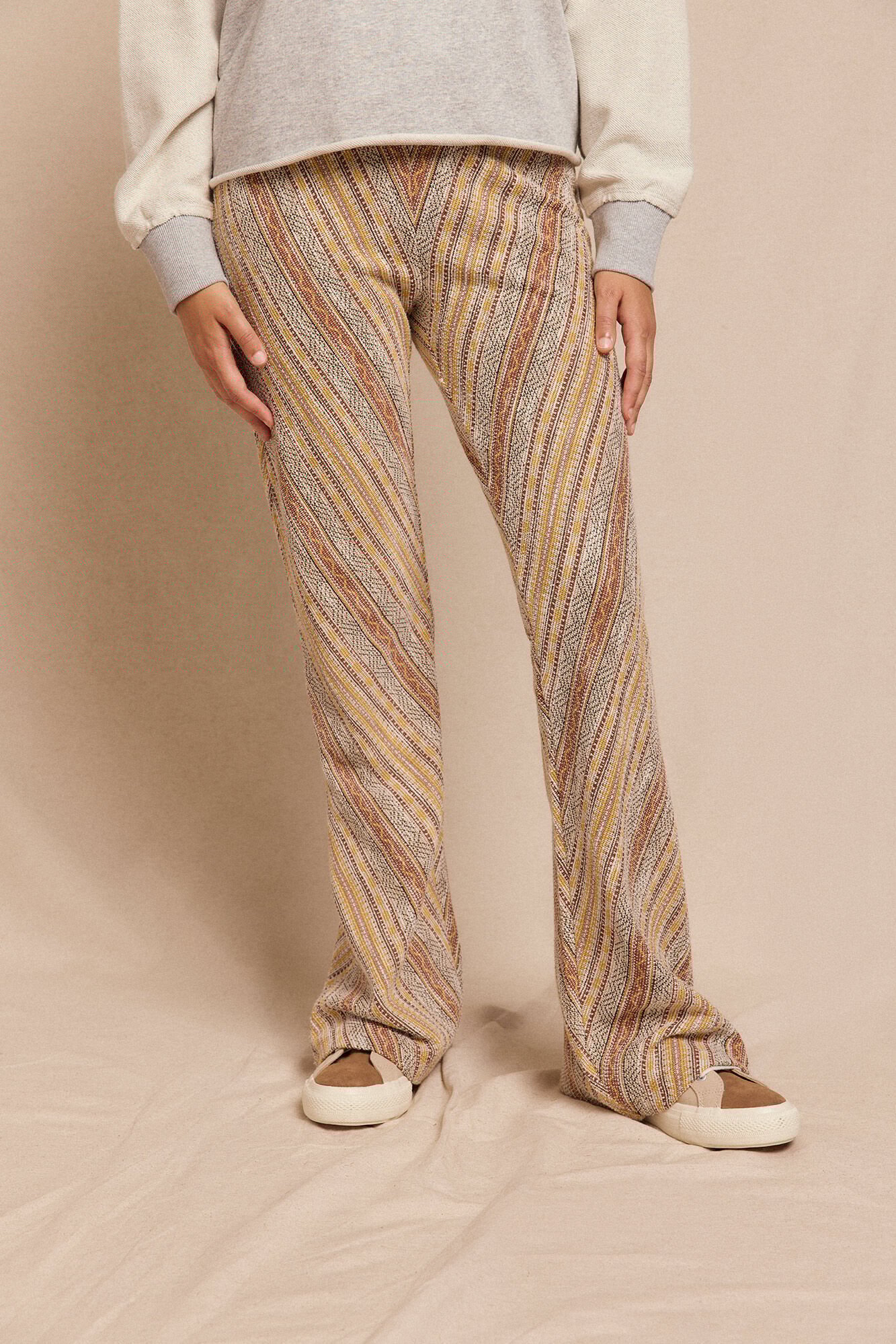 Slowlove Pantal&oacute;n campana de punto Estampado marr&oacute;n