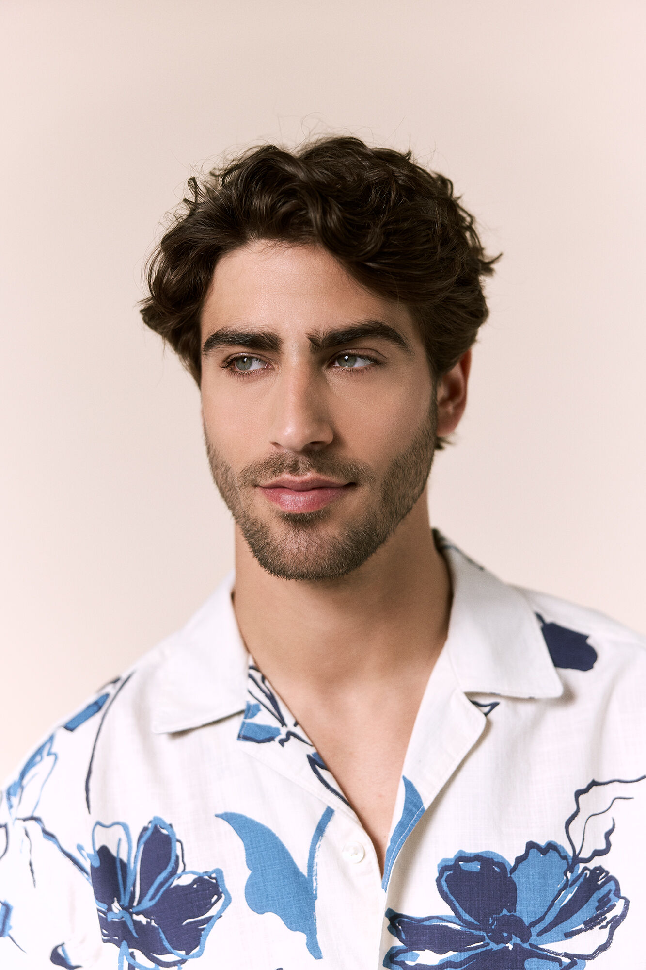 OOTO Camisa print algod&oacute;n manga corta Azul