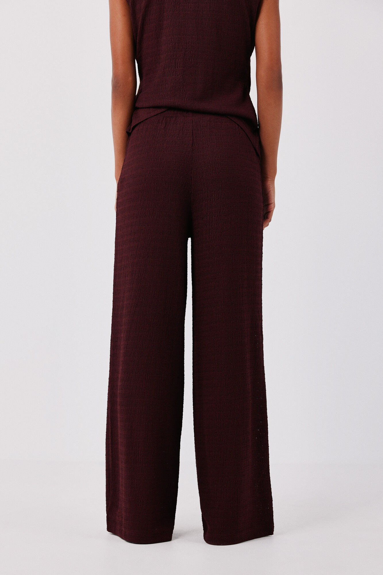 Cortefiel Wide knit trousers Maroon