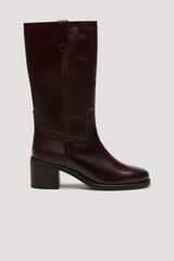 Cortefiel Leather heel boot Maroon