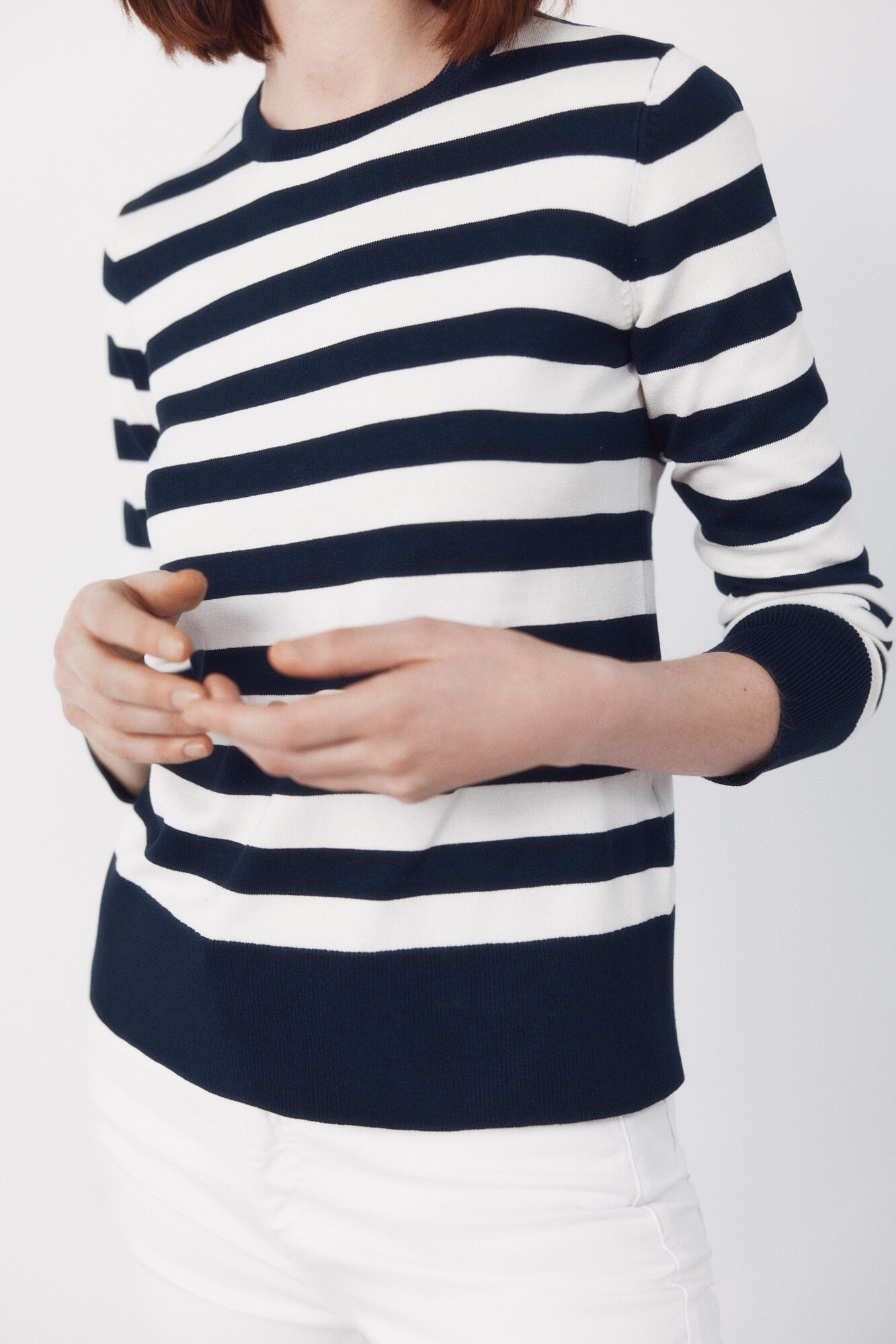 Cortefiel Striped jersey-knit jumper Printed white