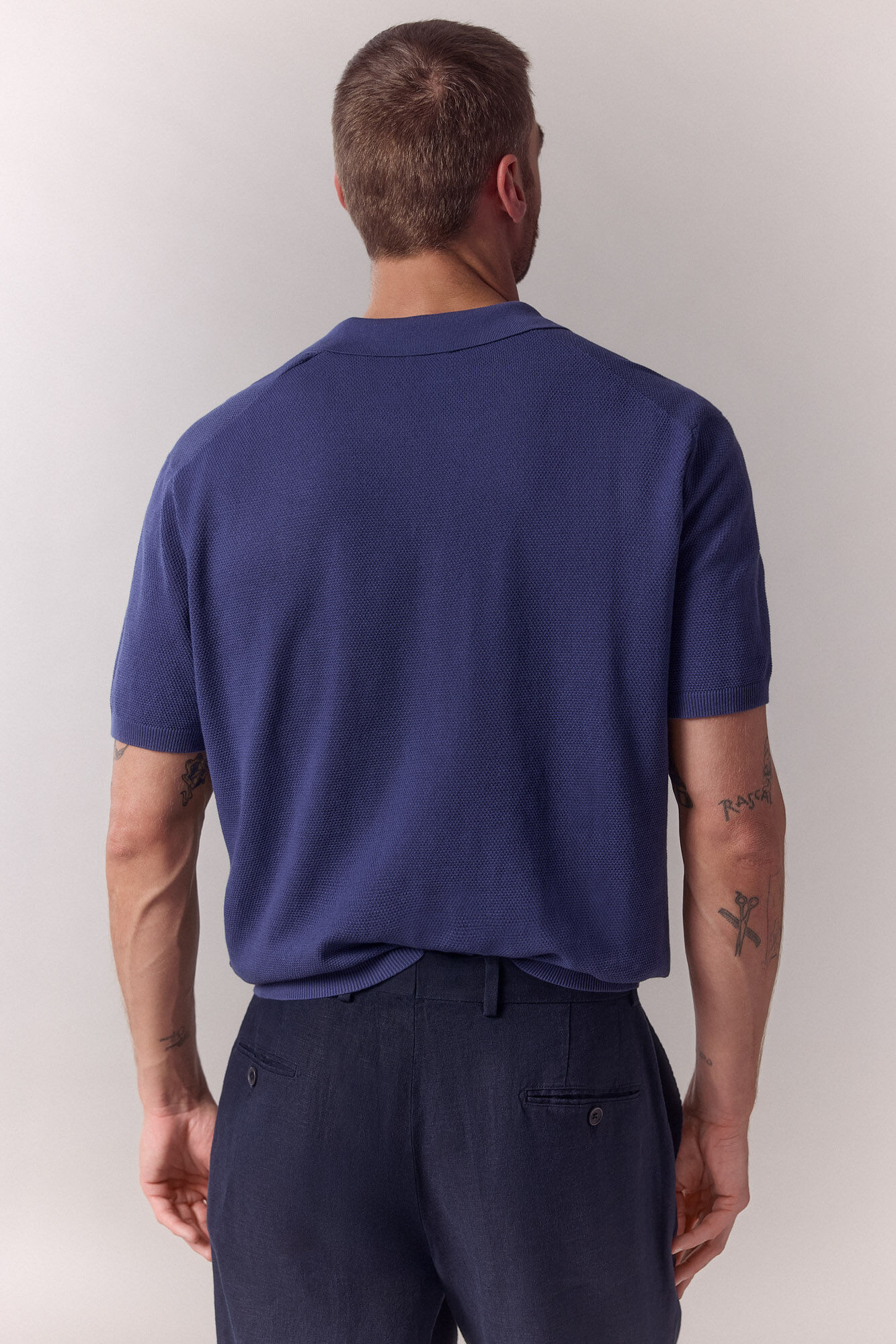 OOTO Polo de malha com estrutura de manga curta Azul