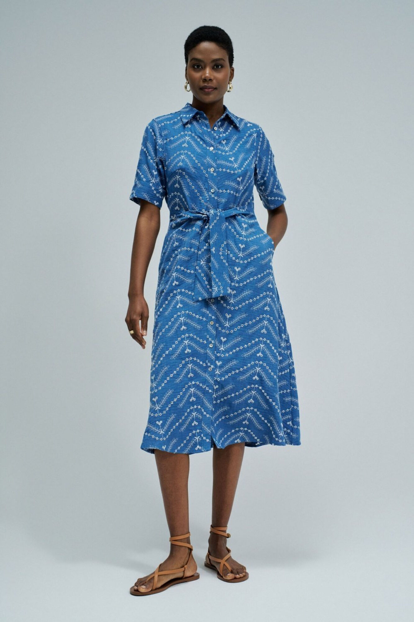 Salsa Jeans Vestido camiseiro midi Azul