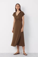 Cortefiel Braided print dress Kaki