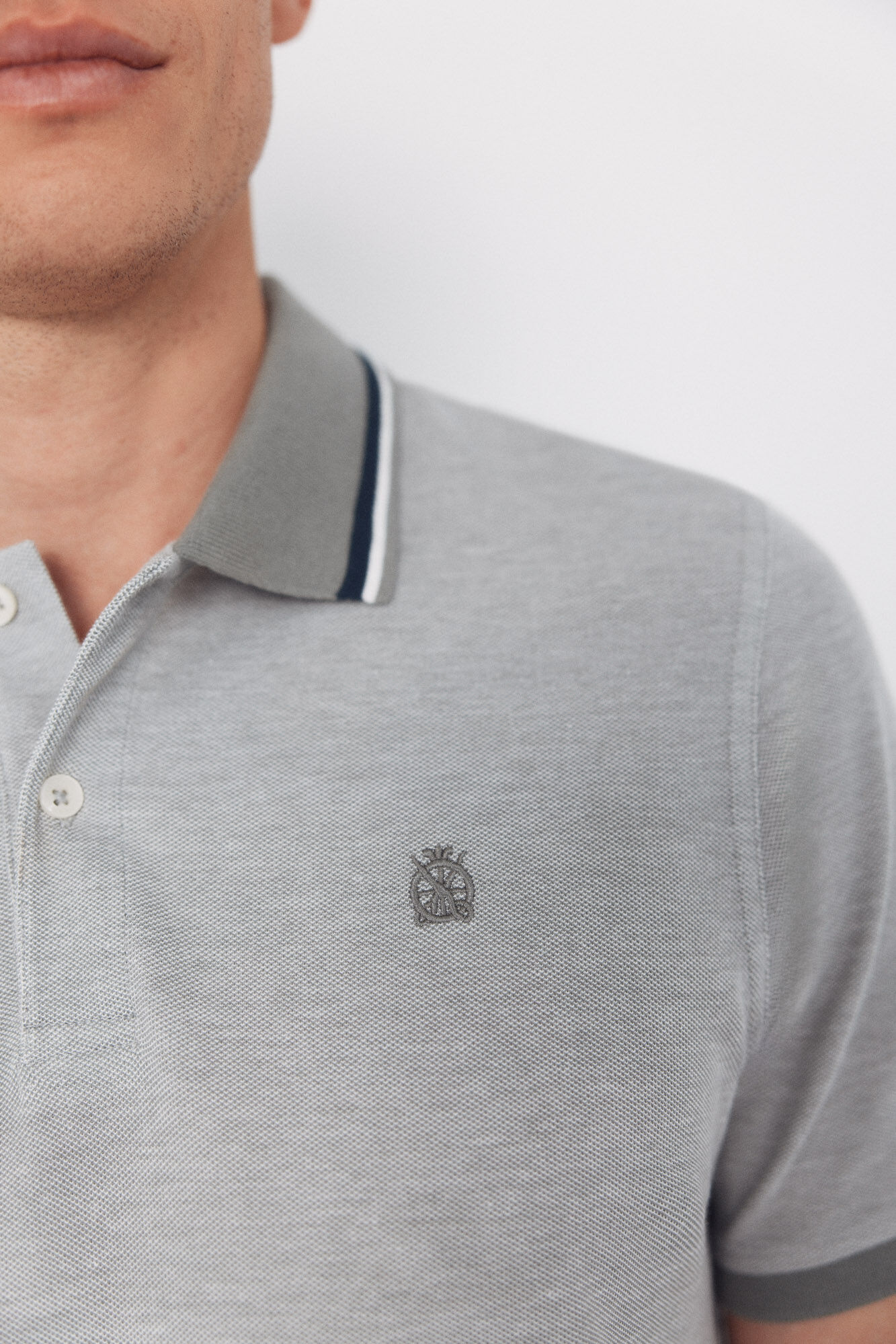 Cortefiel Oxford polo shirt Grey